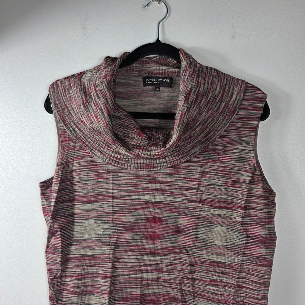 Jones New York Collection Womens Sweater Size L Sleeveless Cowl Neck Multi Color - Picture 2 of 6